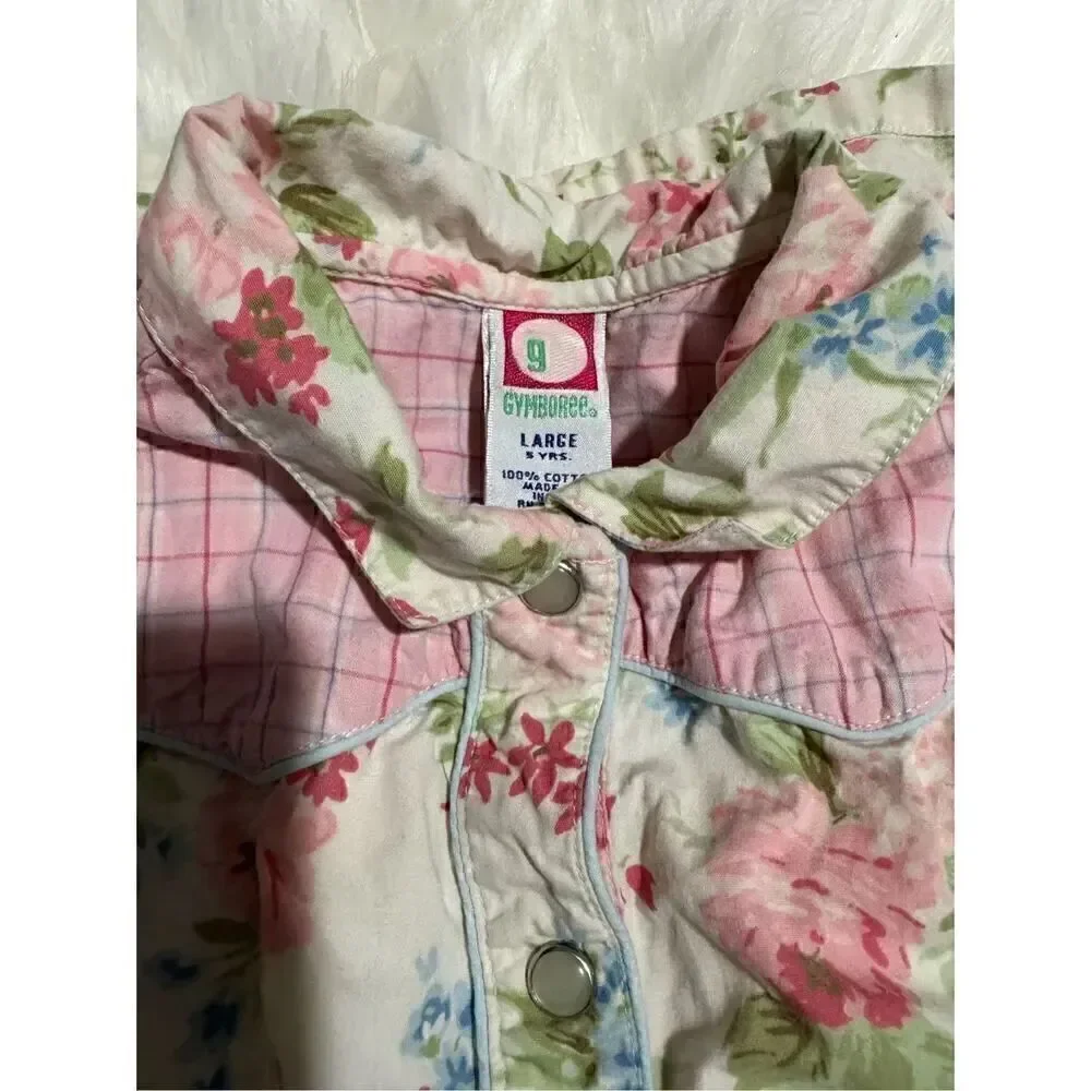 Gymboree vintage floral cottage core prairie western petal snap button front 5 g